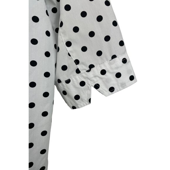 American Sweetheart Womens Size Medium White w/Black Polka Dots 3/4 Sleeve Shirt - Picture 6 of 9